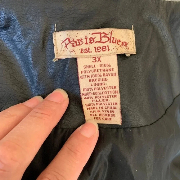 PARIS Blues women's 3XL faux leather vest with grey hood - Picture 5 of 8